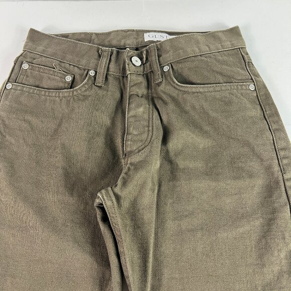 Gustin Jeans Men 28x32* 567 Slim Straight Army Green Faded Selvedge Denim Tag 31 - Picture 2 of 16